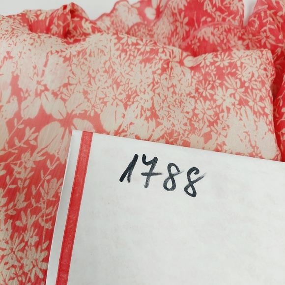 Sundance Avonlea Crinkle Silk Floral Coral Cottage Core Midi Dress P1788 - Picture 9 of 9
